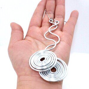 Extra long oversized spiral big swirl wire earrings Handcrafted in Canada